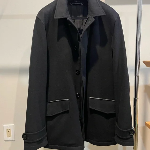 Ermenegildo Zegna wool and cashmere blend jacket - lamb skin leather details.